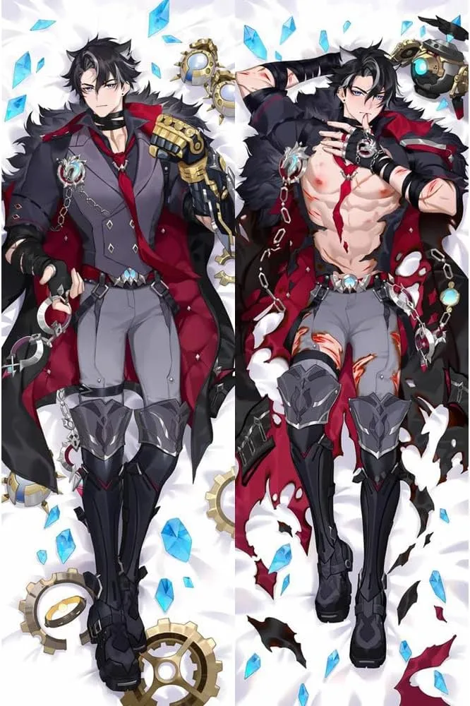 MISAKI1987 Genshin Impact Wriothesley Anime Dakimakura Hugging Body Pillow Case Covers 150cm X 50cm (Peach Skin)