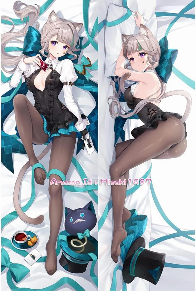 MISAKI1987 Genshin Impact Lynette Anime Girl Dakimakura Hugging Body Pillow Case Cover 150cm X 50cm Peach Skin (A)