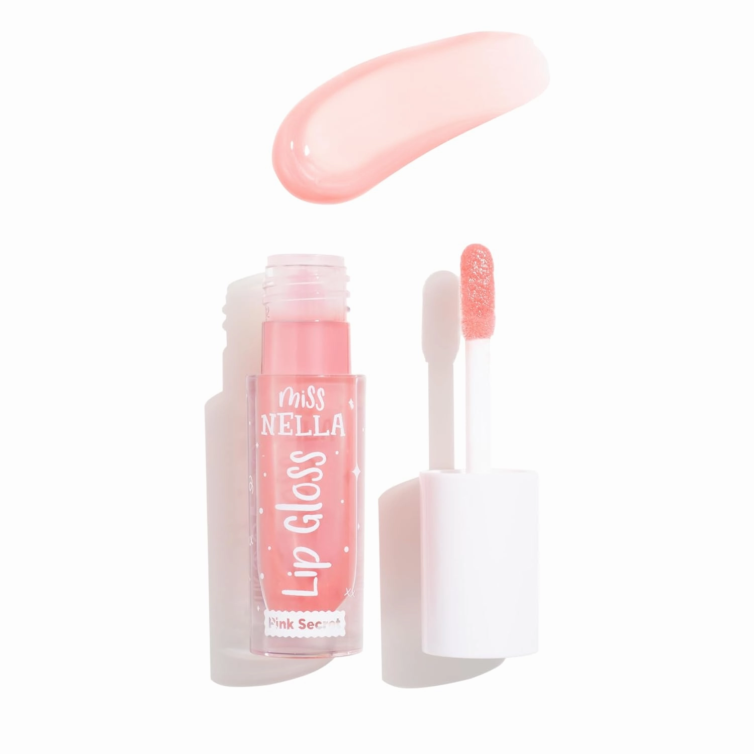 MISS NELLA Pink Secret Lips & Tips duo- Scented Lip Gloss   Glitter Nail Polish for Kids with Peel-off, Water Based & Odour Free Formula