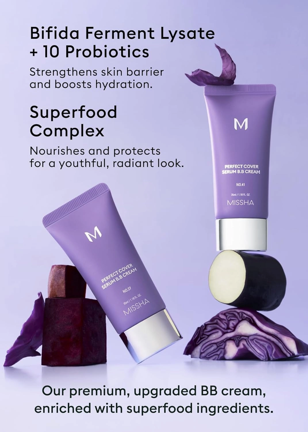 MISSHA M PERFECT COVER SERUM BB CREAM No.25 Warm Beige - Medium with Warm Undertone, Skin Tint, Tinted Moisturizer, Skin Care Foundation Makeup, Superfood Complex, Glass Skin, Korean Makeup,1.18 Fl oz