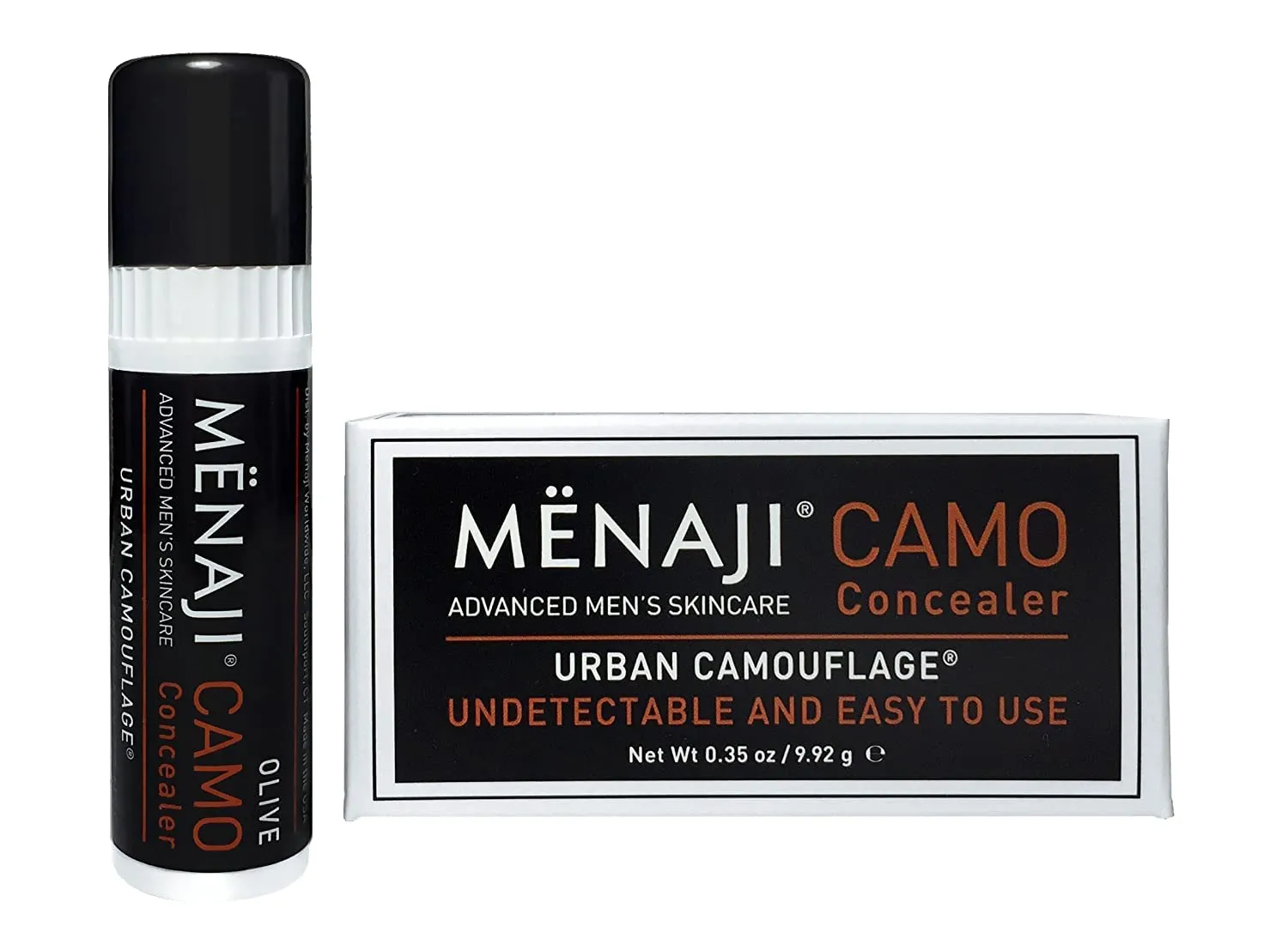 MËNAJI URBAN CAMOUFLAGE® Concealer Stick for Men - Skin Foundation Concealer for Dark Circles, Acne, Under Eye - Corrector - Mens Cosmetics - Olive - 0.35oz