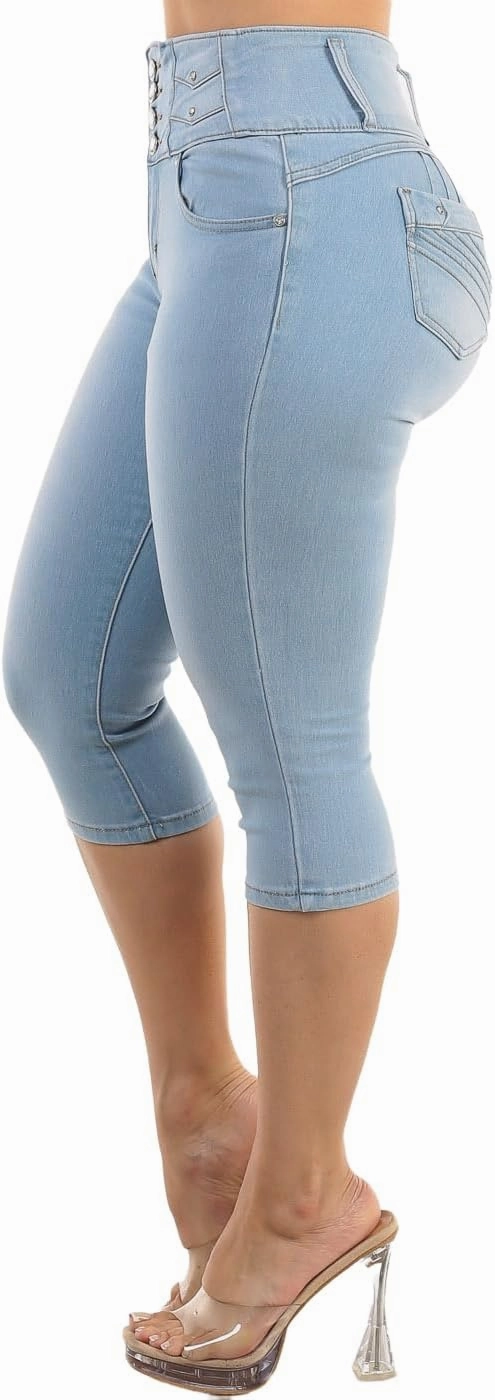 Moda Xpress Butt Lifting Denim Capris for Women - High Waisted Stretch Capris Levanta Cola