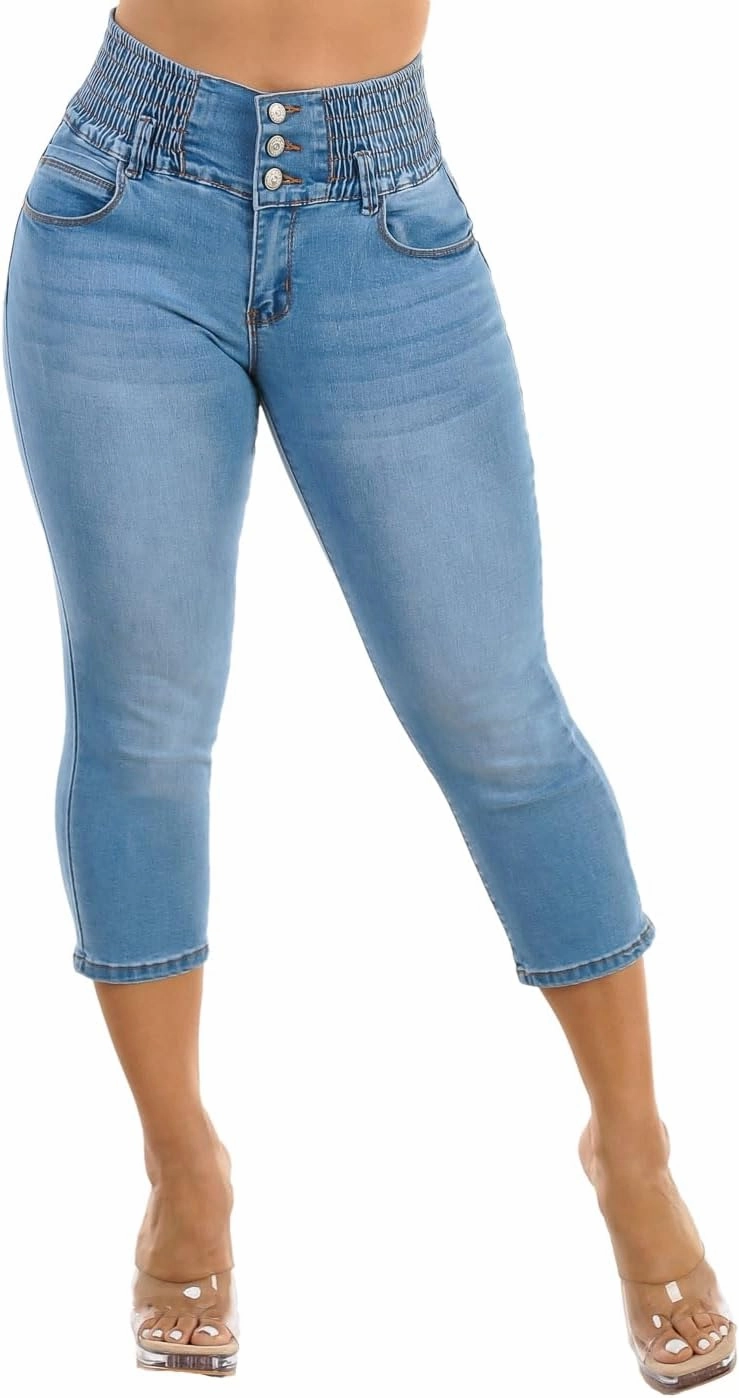 Moda Xpress Butt Lifting Denim Capris for Women - High Waisted Stretch Capris Levanta Cola