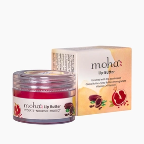 Moh'a Lip Butter For Dry And Pigmented, Damaged & Chapped Lips|Hydrating & Nourishing|Enriched With Cocoa Butter, Shea Butter & Essential Oils For Pink, Glossy & Soft|10 Gm