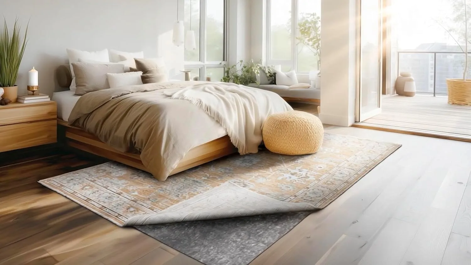 Mohawk Home 5' x 8' Premium Luxury Non Slip Rug Pad 1/4 Thick Dual Surface Felt   Rubber Gripper - Safe for All Floors, Synthetic Fiber, Grey