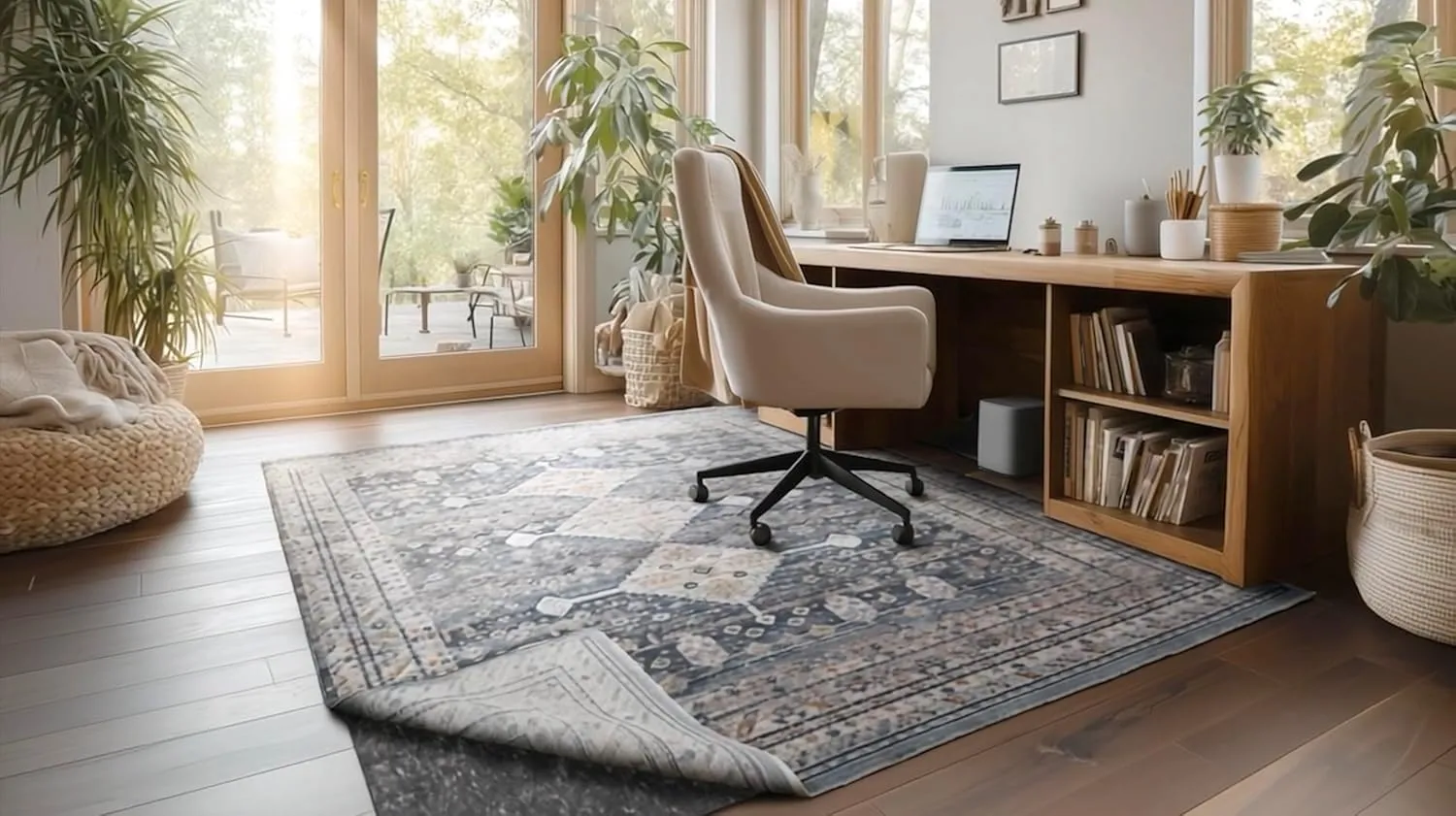 Mohawk Home 5' x 8' Premium Luxury Non Slip Rug Pad 1/4 Thick Dual Surface Felt   Rubber Gripper - Safe for All Floors, Synthetic Fiber, Grey