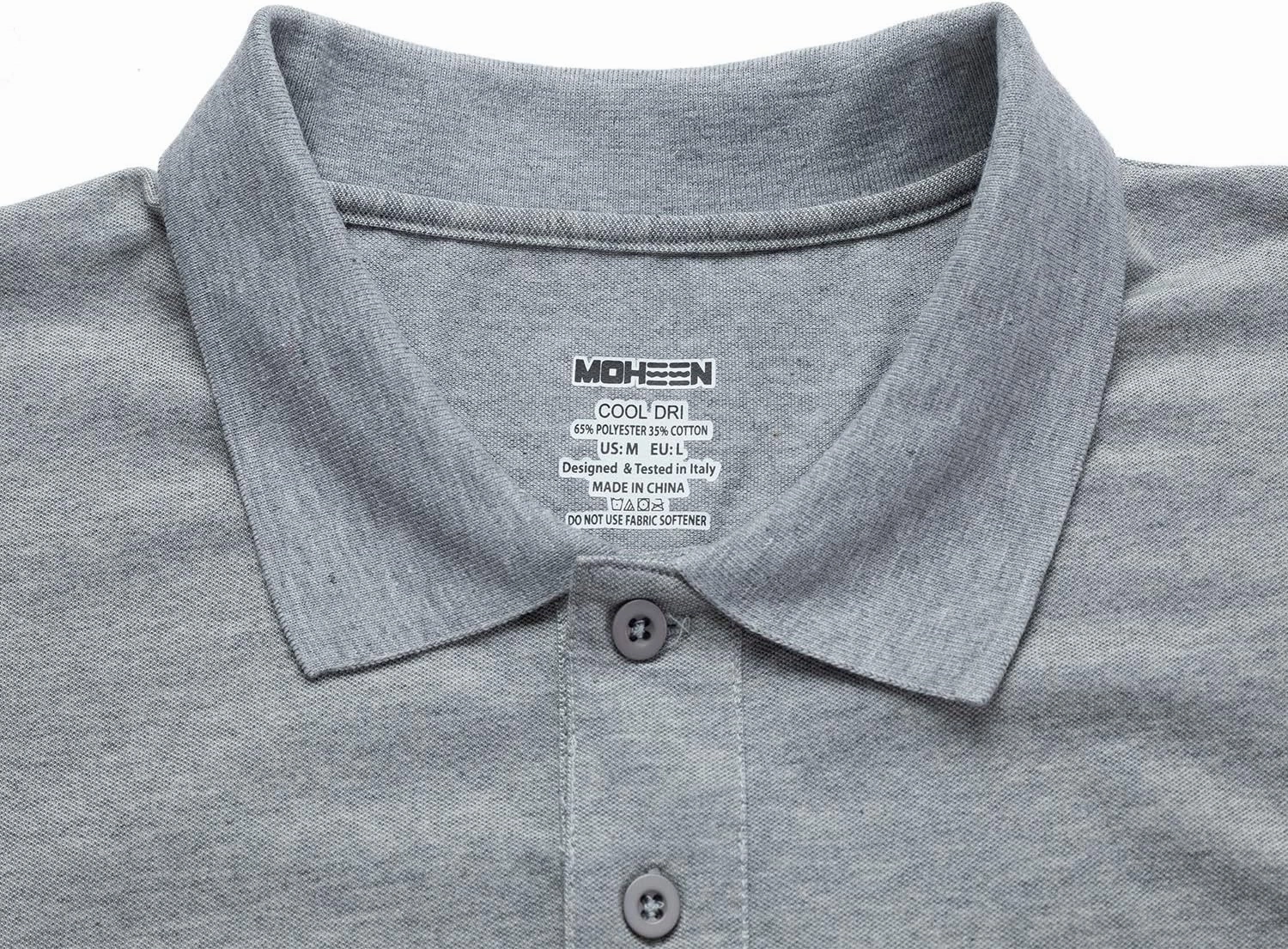 MOHEEN Men's Pique Polo Shirts Dry Fit UPF 50  Long Sleeve Golf Shirt Big and Tall M-6XL