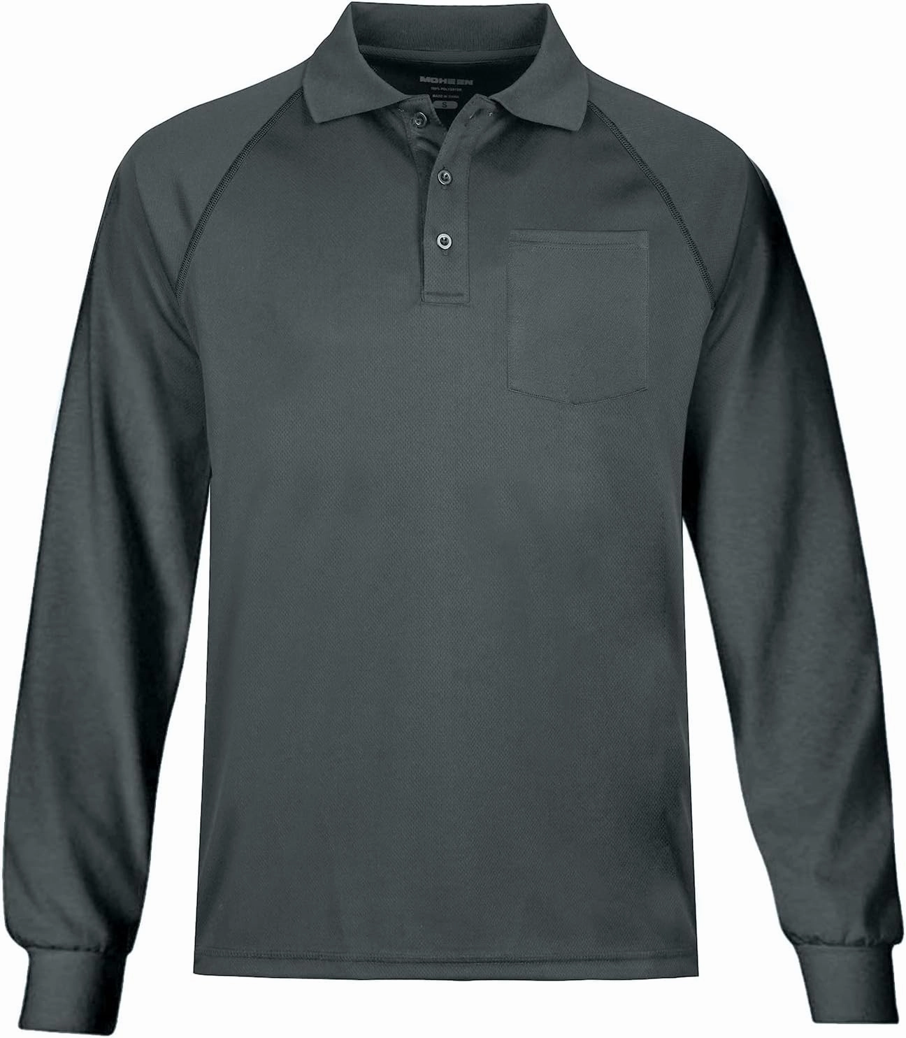 MOHEEN Men's Pique Polo Shirts Dry Fit UPF 50  Long Sleeve Golf Shirt Big and Tall M-6XL