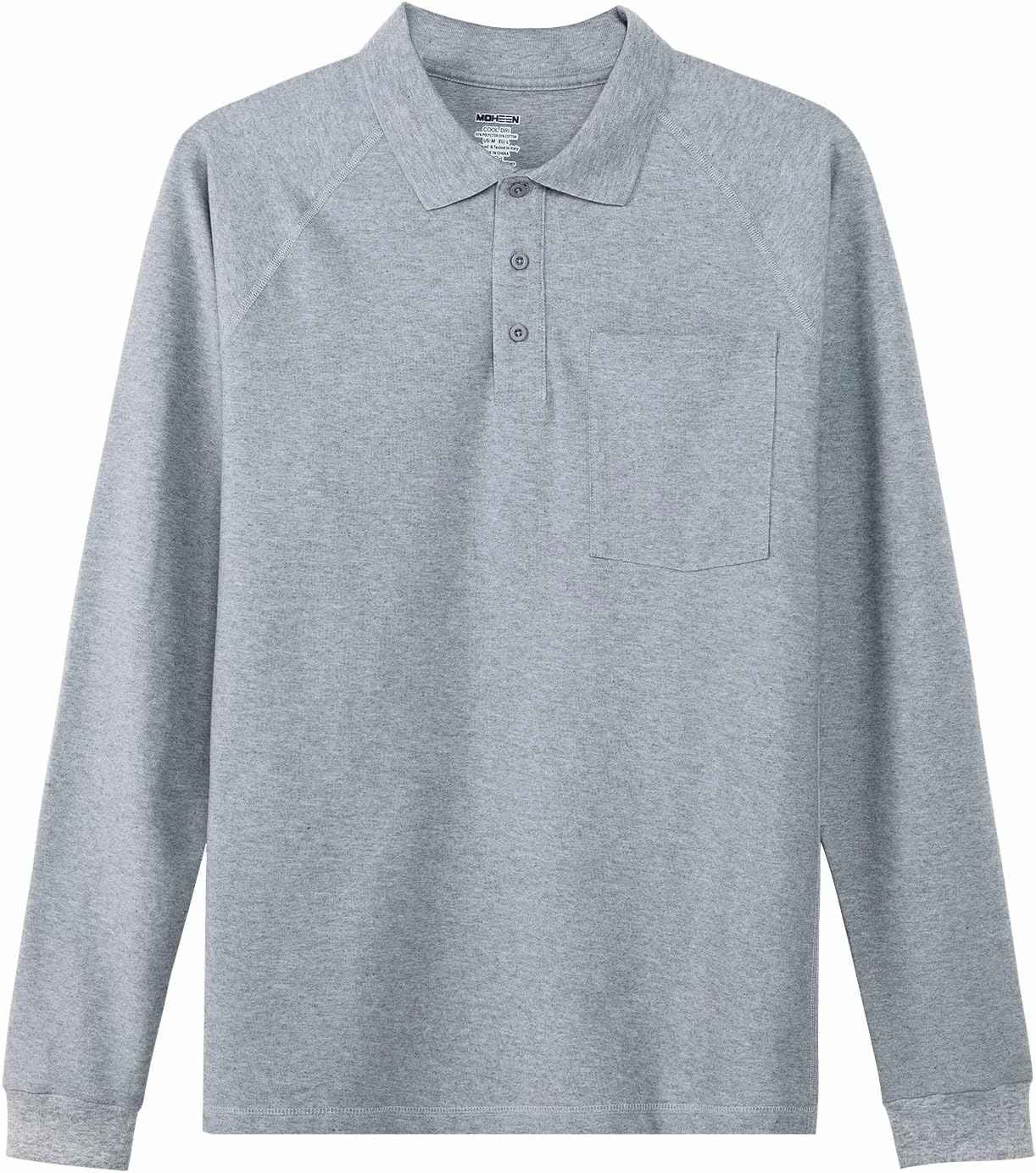MOHEEN Men's Pique Polo Shirts Dry Fit UPF 50  Long Sleeve Golf Shirt Big and Tall M-6XL