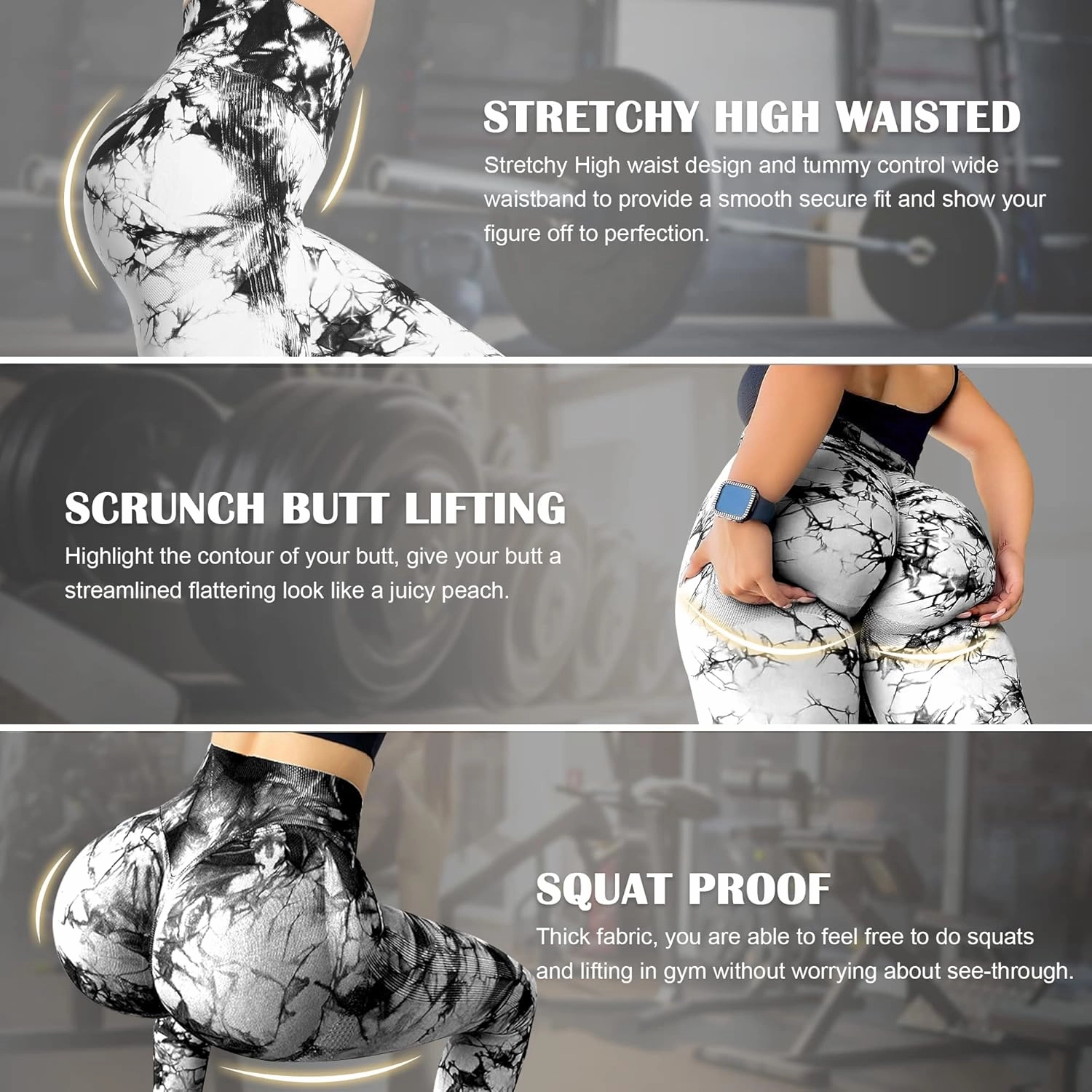 MOHUACHI Women Scrunch Butt Lifting Leggings for Women Seamless High Waisted Workout Yoga Pants Gym Booty Tights
