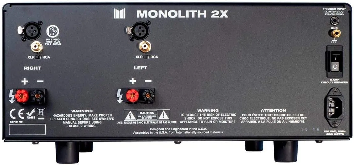 Monoprice Monolith Two-Channel Stereo Power Amplifier - Black with 2x200 Watt Per Channel, XLR Inputs, for Home Theater & Studio