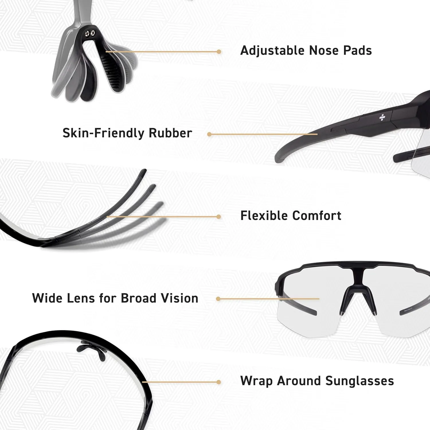 MOTIONVIEW Sports Sunglasses Outdoor HD High Contrast UV400 Running Baseball Softball Sports Eco-friendly