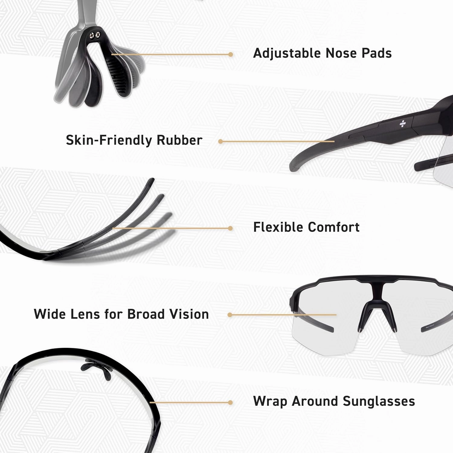 MOTIONVIEW Sports Sunglasses Outdoor HD High Contrast UV400 Running Baseball Softball Sports Eco-friendly