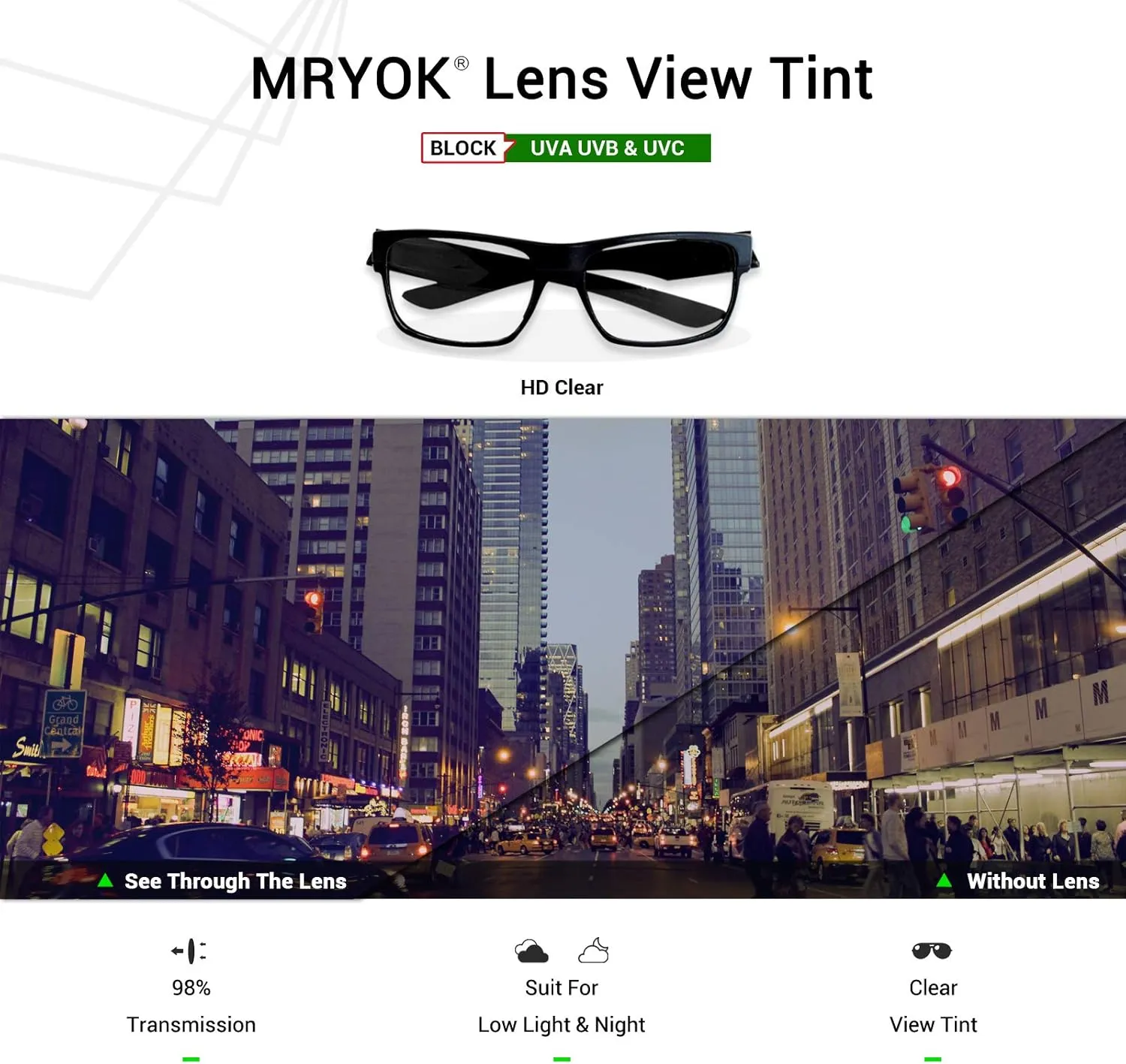 Mryok Replacement Lenses Compatible with Ray-Ban Meta Wayfarer RW4006 50mm Smart Glasses - Options