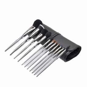 MSQ Wool Makeup Brush Set 11pcs with Portable Tie-up Bag for Foundation Powder Contour Blending Eye Shadow
