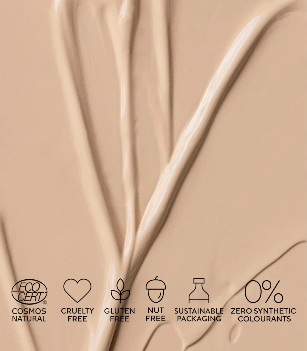 MÁDARA Organic Skincare |SKINONYM Semi-Matte Peptide Foundation, #20 IVORY, 30ml – Boosted by collagen-supporting peptides, Semi-matte finish, Adapts to the skin's texture, Ecocert certified.