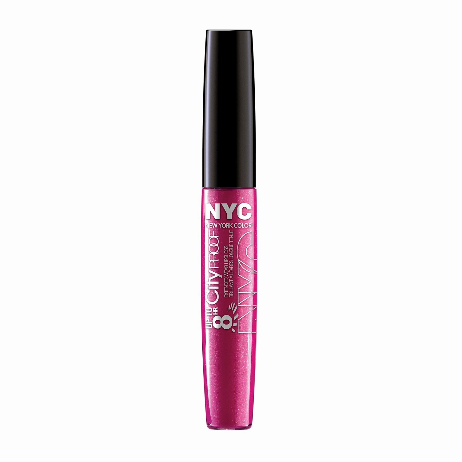 N.Y.C. New York Color 8 HR City Proof Extended Wear Lip Gloss, Perpetually Hot Pink, 0.22 Fluid Ounce