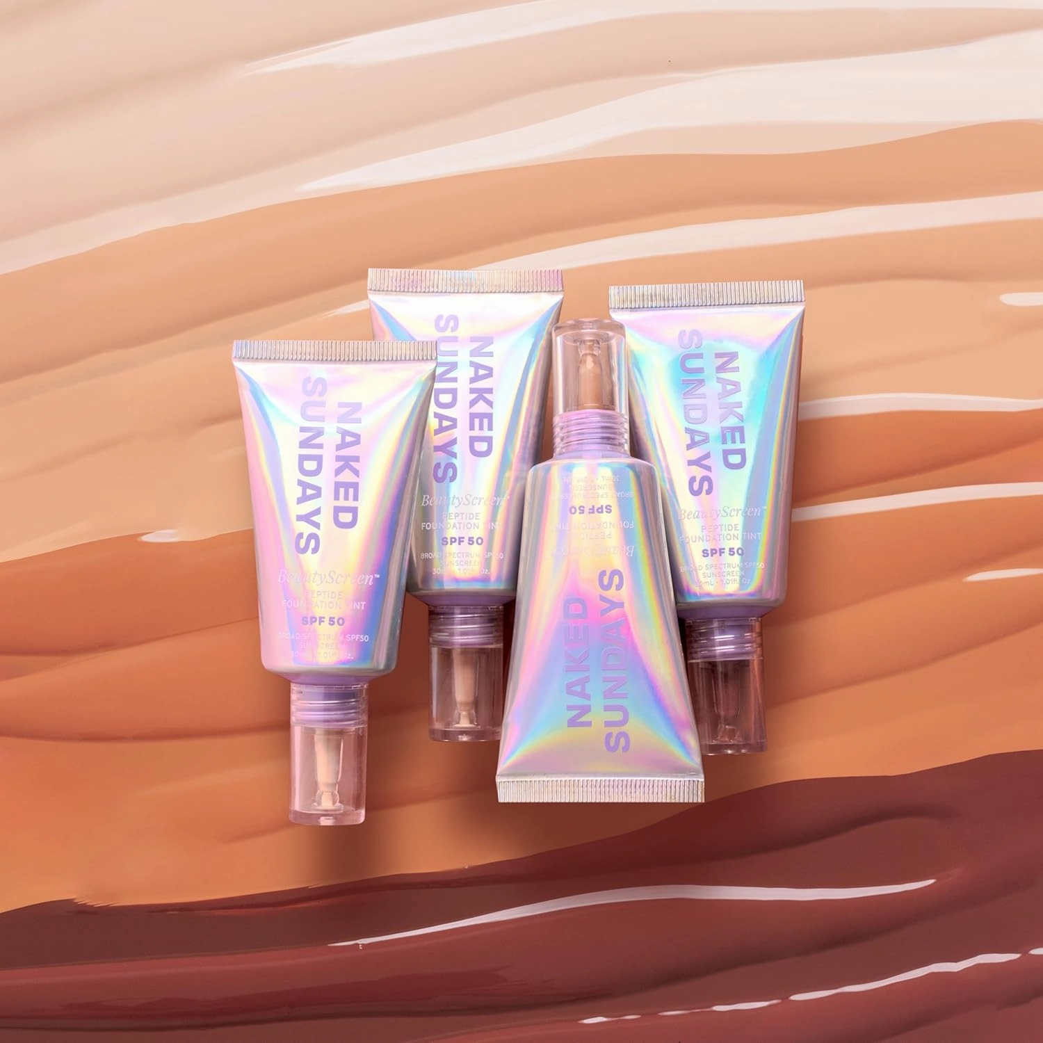 Naked Sundays BeautyScreen™ SPF 50 Mineral Peptide Foundation Tint – 2-in-1 Skin Tint & Mineral Sunscreen | Radiant, Buildable Coverage, Acne-Safe, Infused with Peptides (6 Tan Caramel, 1.01 oz)