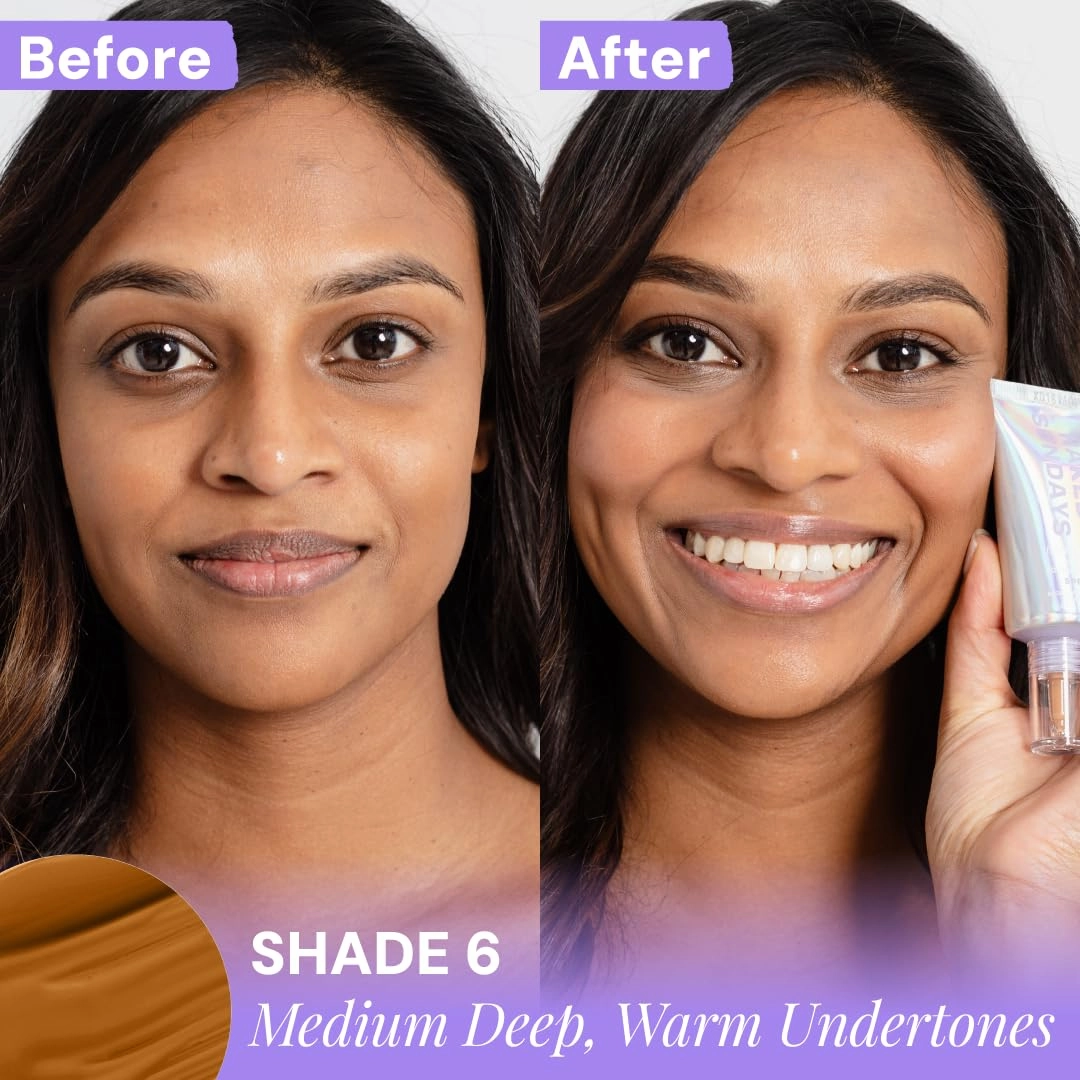 Naked Sundays BeautyScreen™ SPF 50 Mineral Peptide Foundation Tint – 2-in-1 Skin Tint & Mineral Sunscreen | Radiant, Buildable Coverage, Acne-Safe, Infused with Peptides (6 Tan Caramel, 1.01 oz)