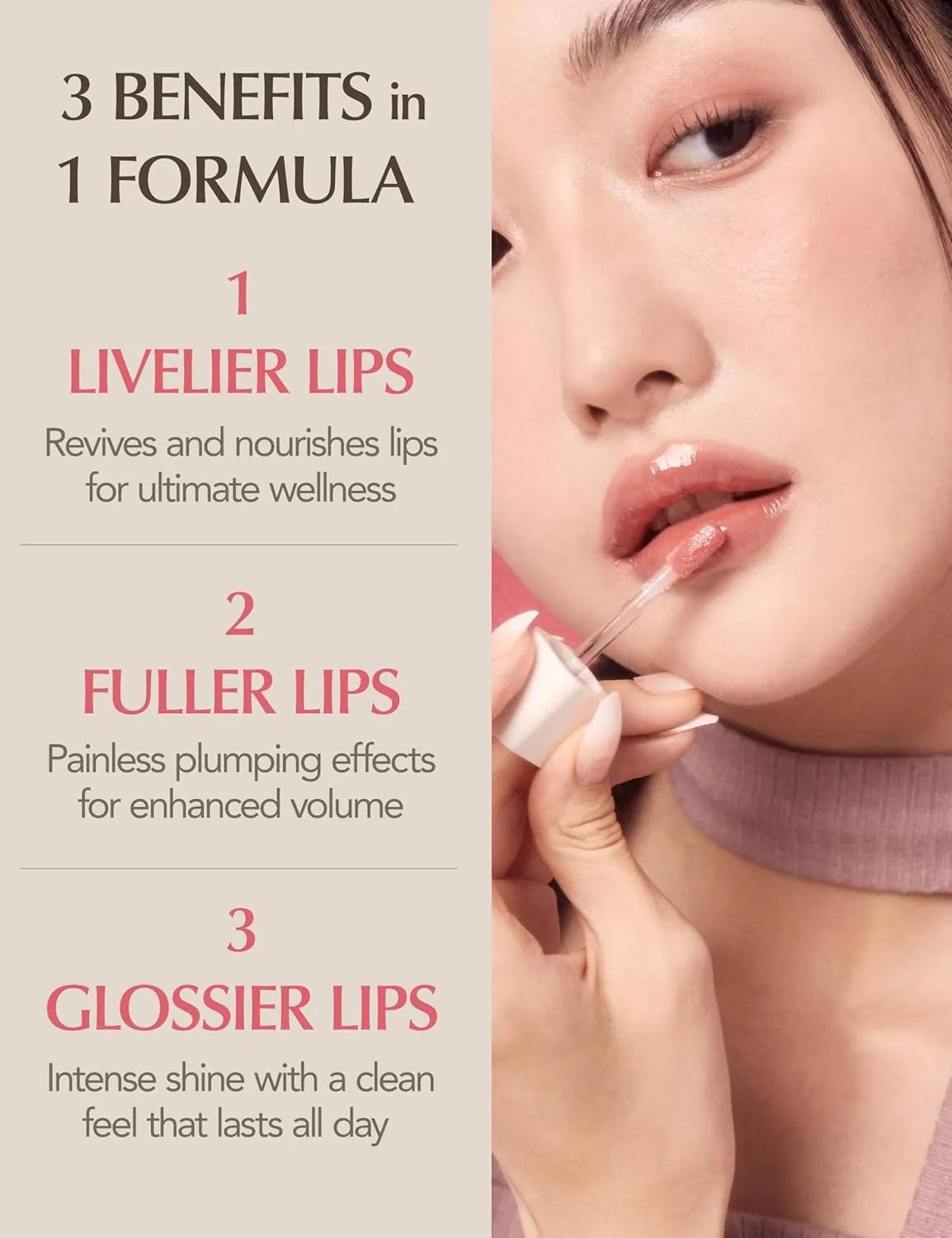 Natural Bloom Korean Lip Plumper Pink Muhly | Moisturizing Lip Booster Plumping Oil Tint Serum Enriched w/Camellia & Safflower Serum| Non-Irritating Color Changing Lip Oil