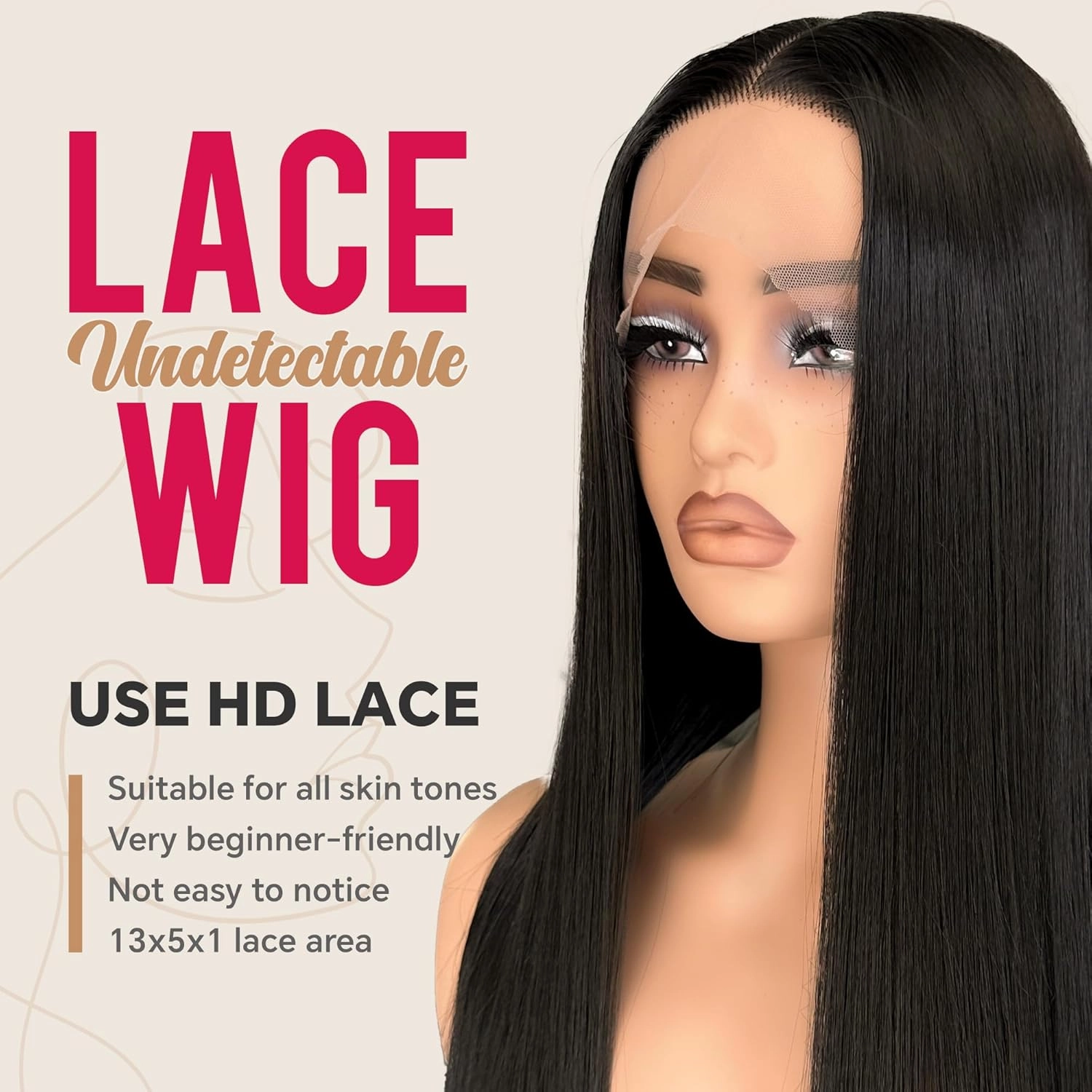 Natural Black Straight Lace Front Wig Pre Plucked Ready to Wear Wigs Synthetic Hair Glueless 13x5x1 T-part Natural Hairline With Baby Hair For Black Women