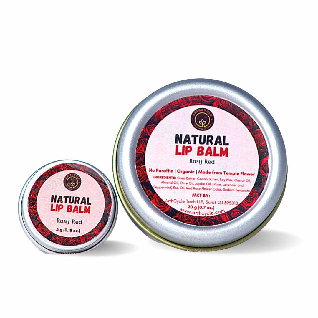 Natural Lip Balm 2-in-1 Lip & Cheek Tint [ SoyWax Based | Eco-Friendly | Petroleum Free | Paraben Free | Biodegradable | Zero Waste ] (Refillable Packaging) (Rosy Red, 5 g)