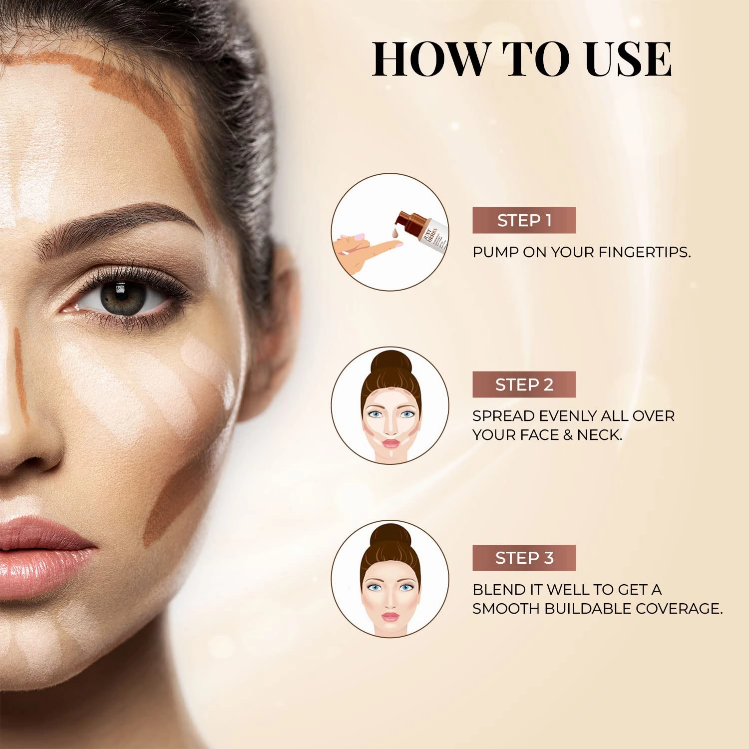 Natural Skin Tint Foundation, BB Cream with Brahmi for Medium Coverage - Non- Cakey & Lightweight, Shade-0 Porcelain, 1.35 fl oz