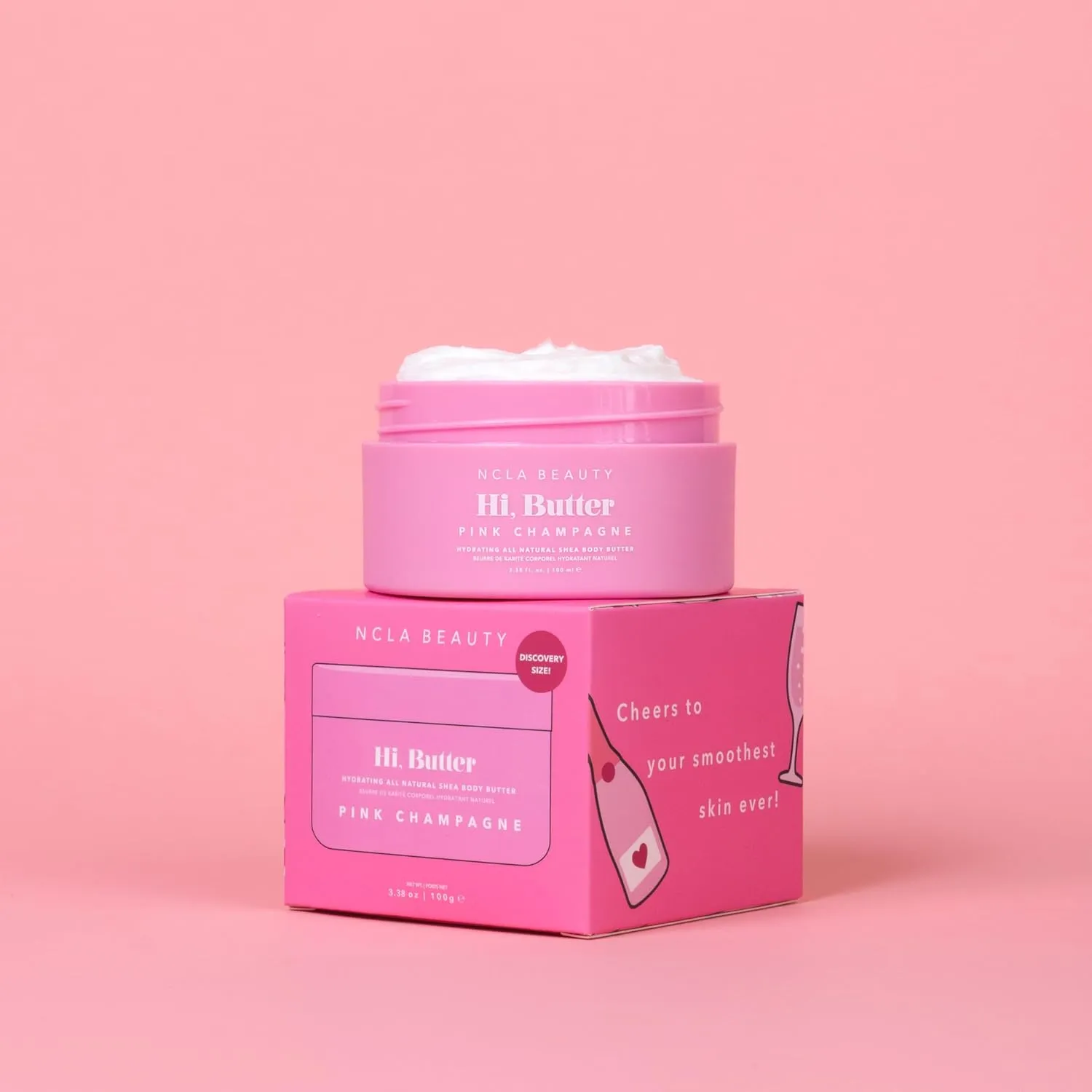 NCLA - Hi Butter, Natural Shea Body Butter | Nourish, Soften, Hydrate Skin | Shea, Mango   Cocoa Butters, Vitamin C | Vegan, Cruelty-Free, Clean Skincare (Pink Champagne; 100 mL | 3.34 fl oz)