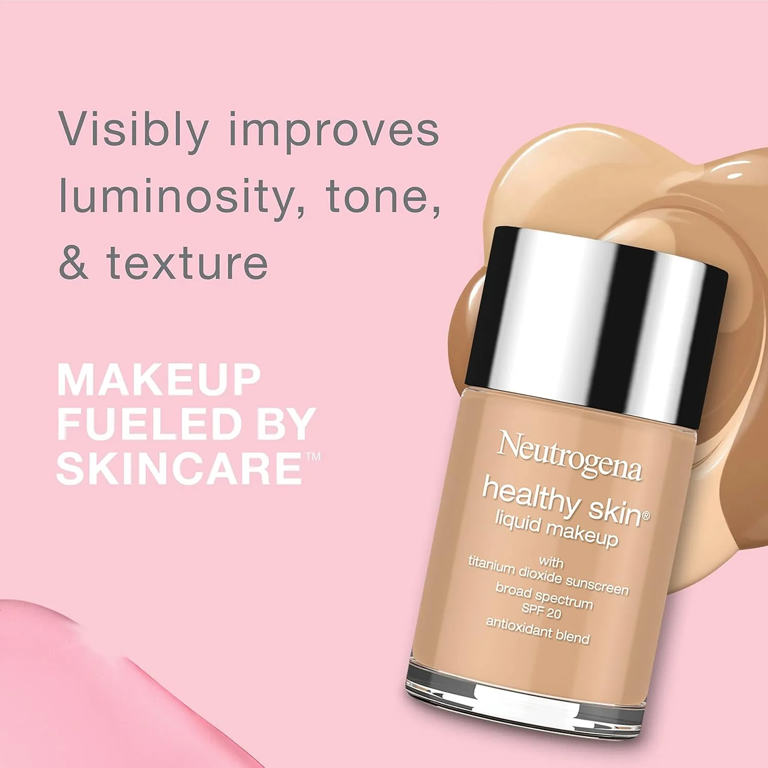 Neutrogena Healthy Skin Liquid Makeup Foundation with Broad Spectrum SPF 20 Sunscreen, Medium Coverage Foundation with Nourishing Pro-Vitamin B5, Soft Beige 50, 1 fl. oz