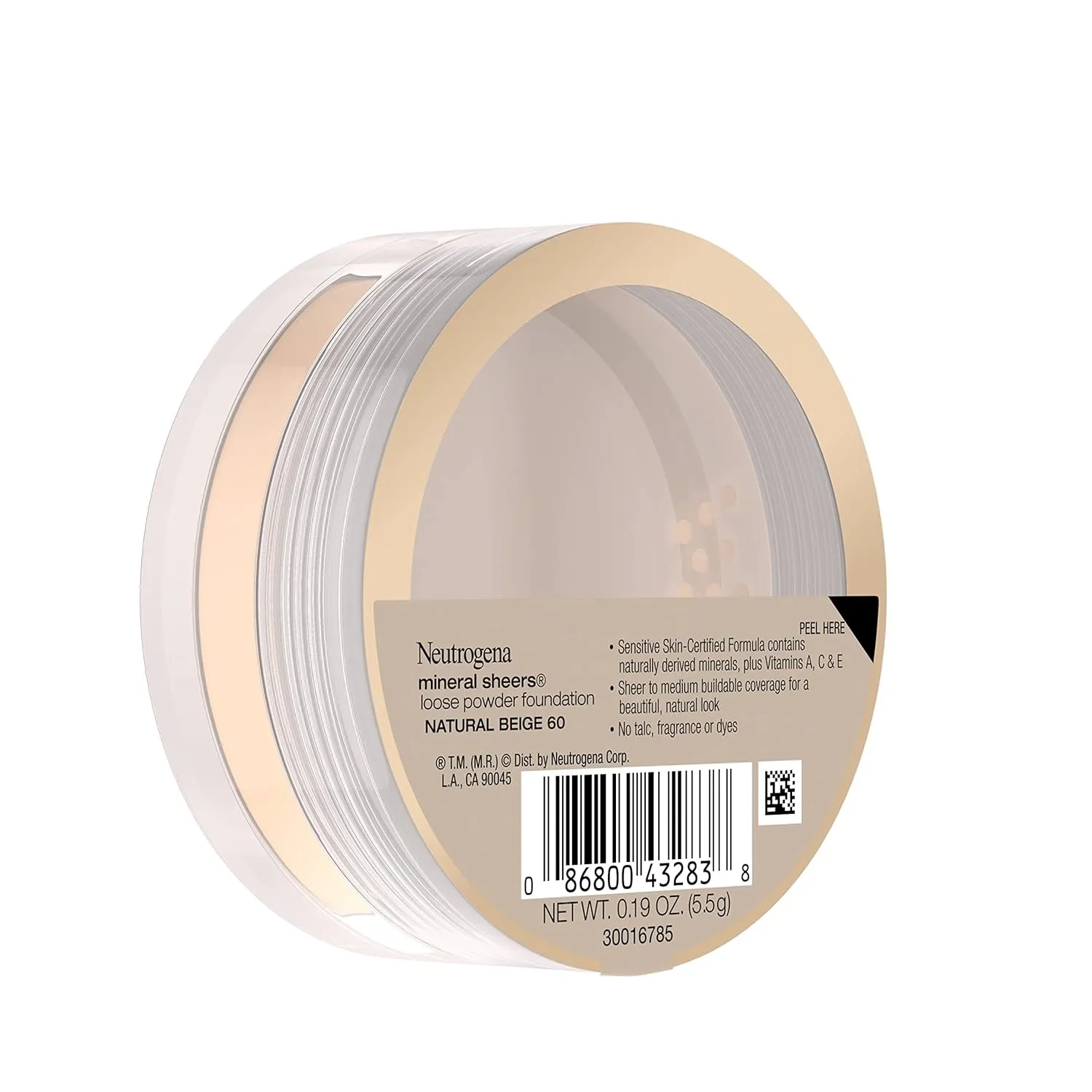 Neutrogena Mineral Sheers Lightweight Loose Powder Makeup Foundation with Vitamins A, C, & E, Sheer to Medium Buildable Coverage, Skin Tone Enhancer, Face Redness Reducer, Natural Beige 60,.19 oz