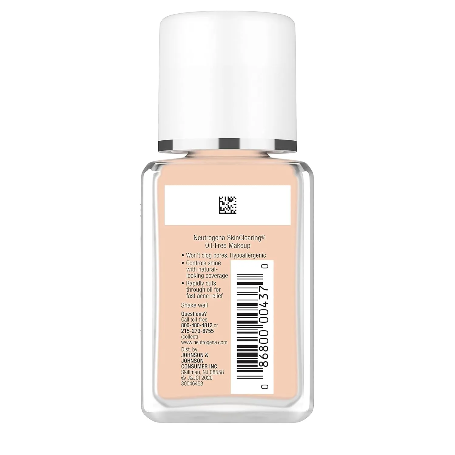 Neutrogena SkinClearing Oil-Free Acne and Blemish Fighting Liquid Foundation with Salicylic Acid Acne Medicine, Shine Controlling, for Acne Prone Skin, 80 Medium Beige, 1 fl. oz