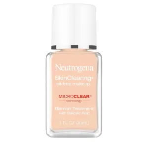 Neutrogena SkinClearing Oil-Free Acne and Blemish Fighting Liquid Foundation with Salicylic Acid Acne Medicine, Shine Controlling, for Acne Prone Skin, 80 Medium Beige, 1 fl. oz