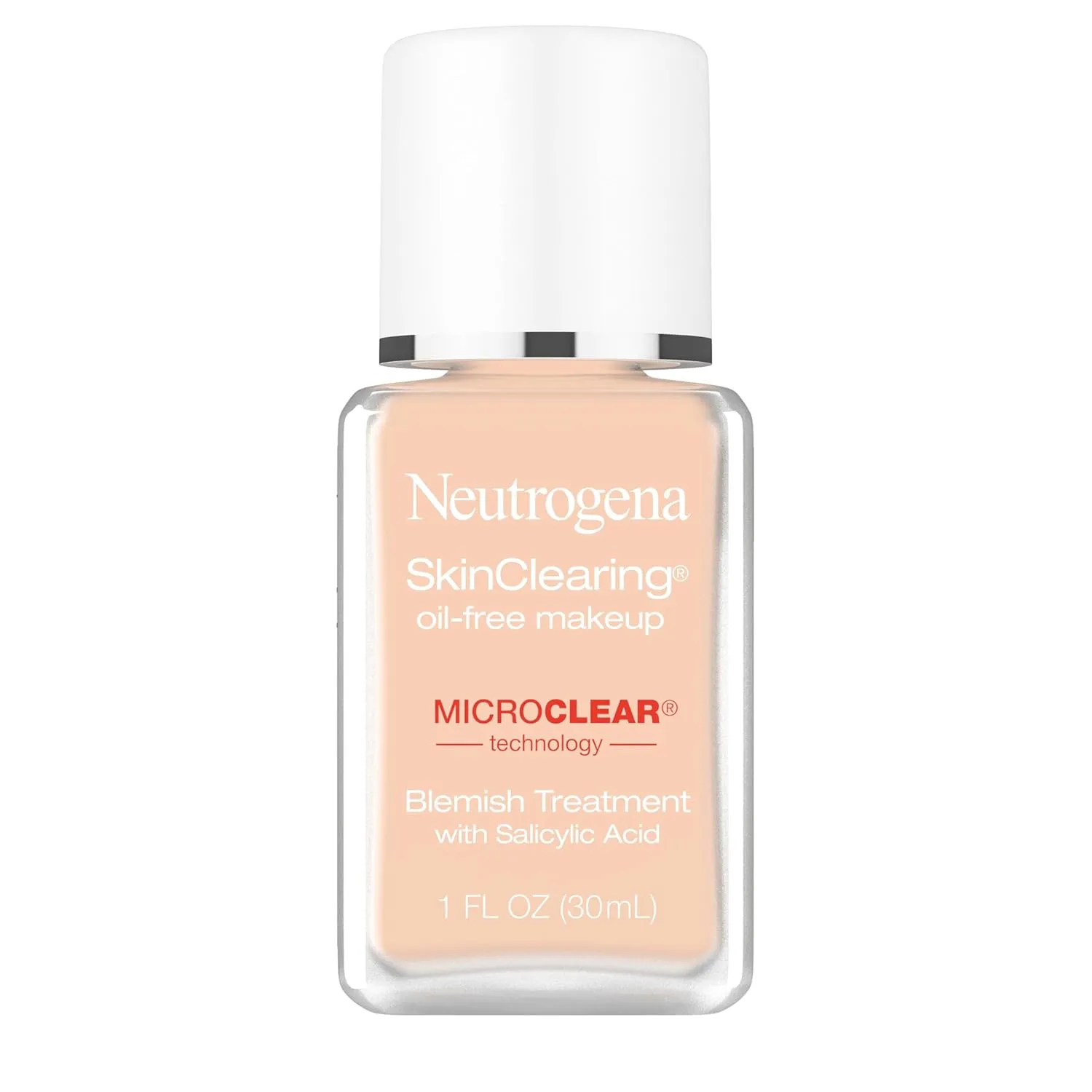 Neutrogena SkinClearing Oil-Free Acne and Blemish Fighting Liquid Foundation with Salicylic Acid Acne Medicine, Shine Controlling, for Acne Prone Skin, 80 Medium Beige, 1 fl. oz