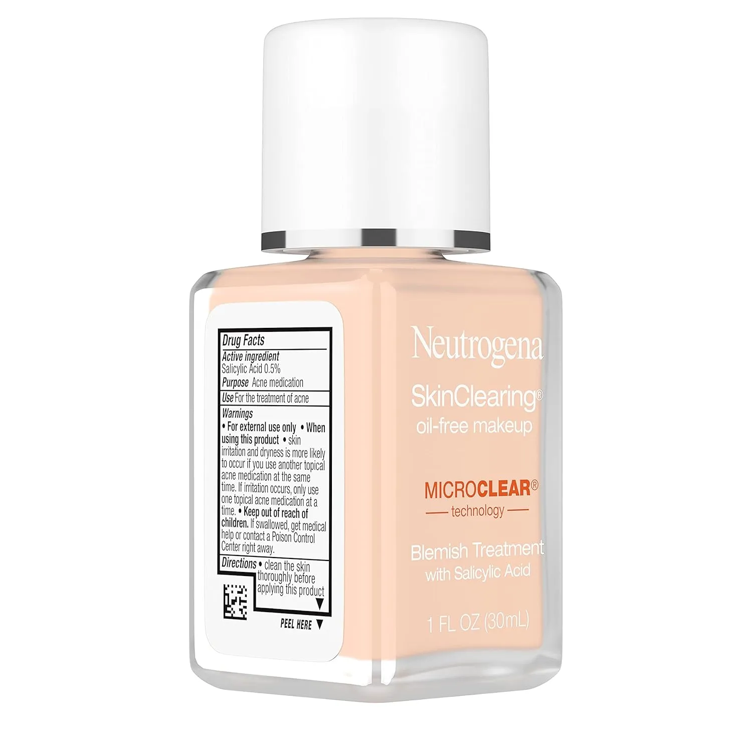Neutrogena SkinClearing Oil-Free Acne and Blemish Fighting Liquid Foundation with Salicylic Acid Acne Medicine, Shine Controlling, for Acne Prone Skin, 80 Medium Beige, 1 fl. oz