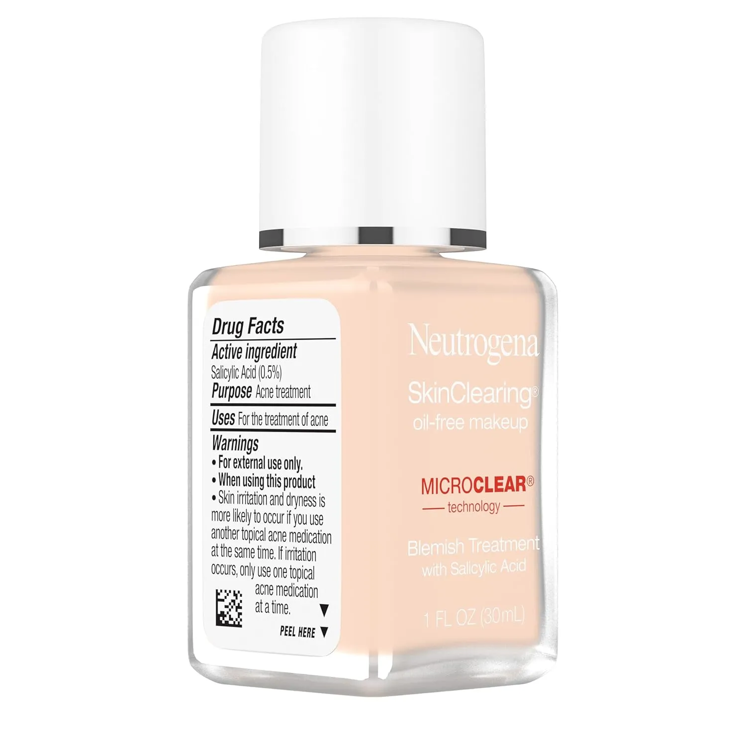 Neutrogena SkinClearing Oil-Free Acne and Blemish Fighting Liquid Foundation with.5% Salicylic Acid Acne Medicine, Shine Controlling Makeup for Acne Prone Skin, 10 Classic Ivory, 1 fl. oz