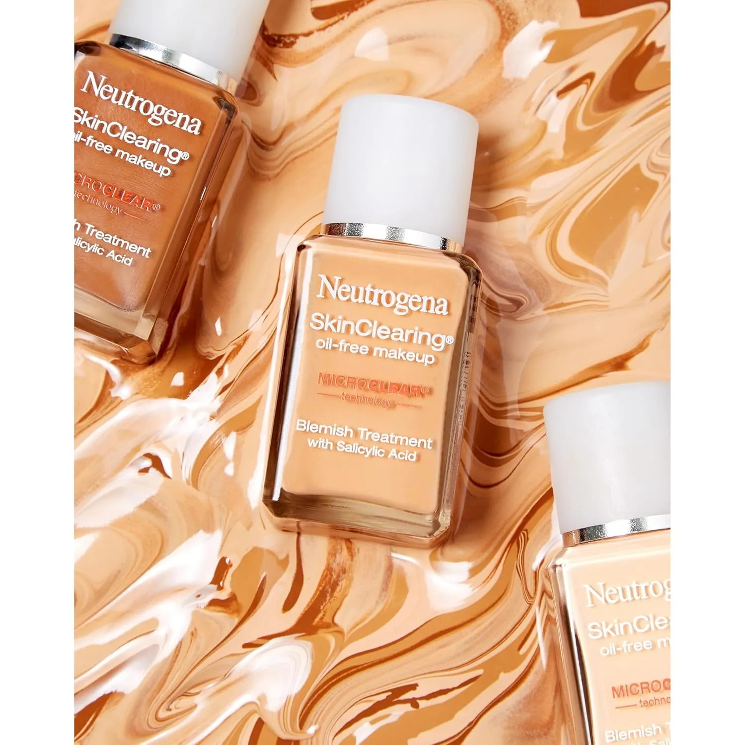 Neutrogena SkinClearing Oil-Free Acne and Blemish Fighting Liquid Foundation with.5% Salicylic Acid Acne Medicine, Shine Controlling Makeup for Acne Prone Skin, 10 Classic Ivory, 1 fl. oz