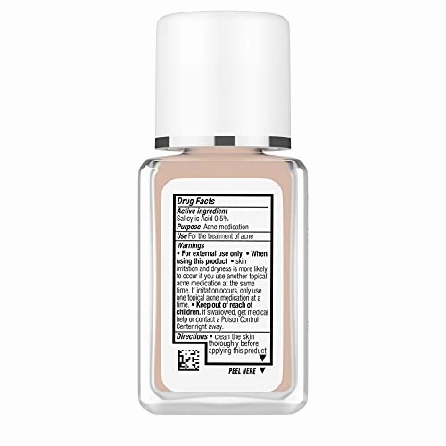Neutrogena SkinClearing Oil-Free Acne and Blemish Fighting Liquid Foundation with.5% Salicylic Acid Acne Medicine, Shine Controlling Makeup for Acne Prone Skin, 20 Natural Ivory, 1 fl. oz