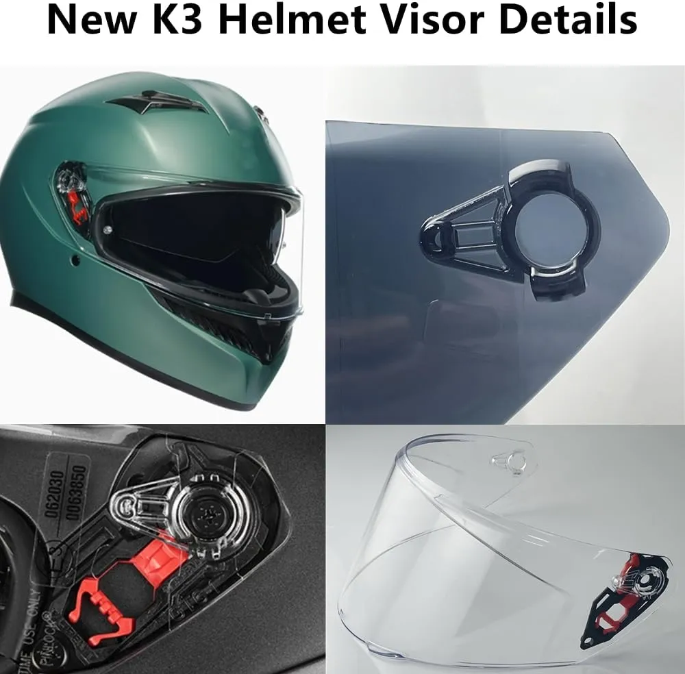 New K3 Helmet Visor Replacements,UV Protection Helmet Shield Visor Windshield Compatible with AGV K3 DOT(E2206) Helmets,2023 Model(Light Black)