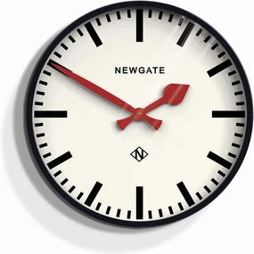 NEWGATE® Putney Wall Clock | Large Round Station Clock | 18" | Deep Metal case in Gloss Black | Statement Designer Clock for Kitchen, Living Room or Office