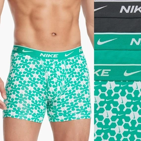 Nike Dri-FIT Men's Essential Cotton Stretch Boxer Briefs w/Fly - Human Crafted Print/Stadium Green/Anthracite, Medium