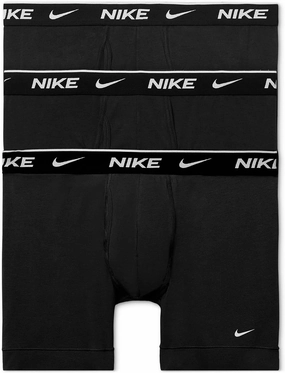 Nike Men`s Everyday Cotton Stretch Boxer Briefs 3 Pack (Medium, Black(KE1107-001)/W)