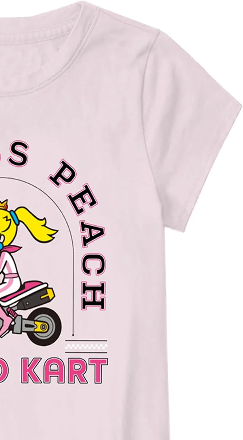 Nintendo Girls Princess Peach Shirt - Mario, Zelda, Kirby, Princess Peach and Donkey Kong Girls Short Sleeve Tee