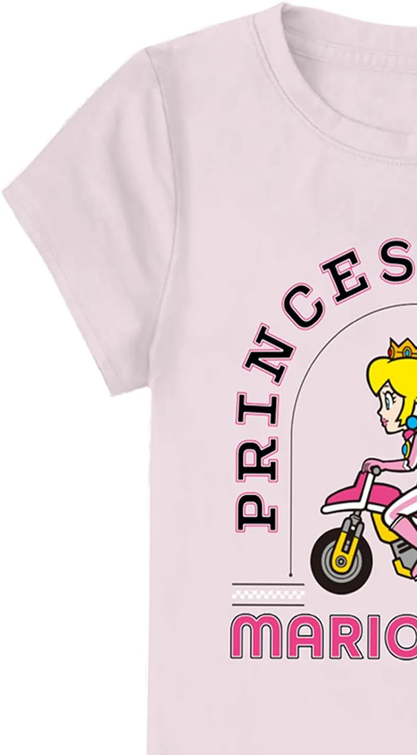 Nintendo Girls Princess Peach Shirt - Mario, Zelda, Kirby, Princess Peach and Donkey Kong Girls Short Sleeve Tee