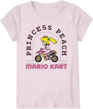 Nintendo Girls Princess Peach Shirt - Mario, Zelda, Kirby, Princess Peach and Donkey Kong Girls Short Sleeve Tee