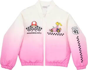 Nintendo Mariokart Princess Peach Girls Varsity Bomber Jacket - Zip-Up Casual Graphic Print Jacket for Kids