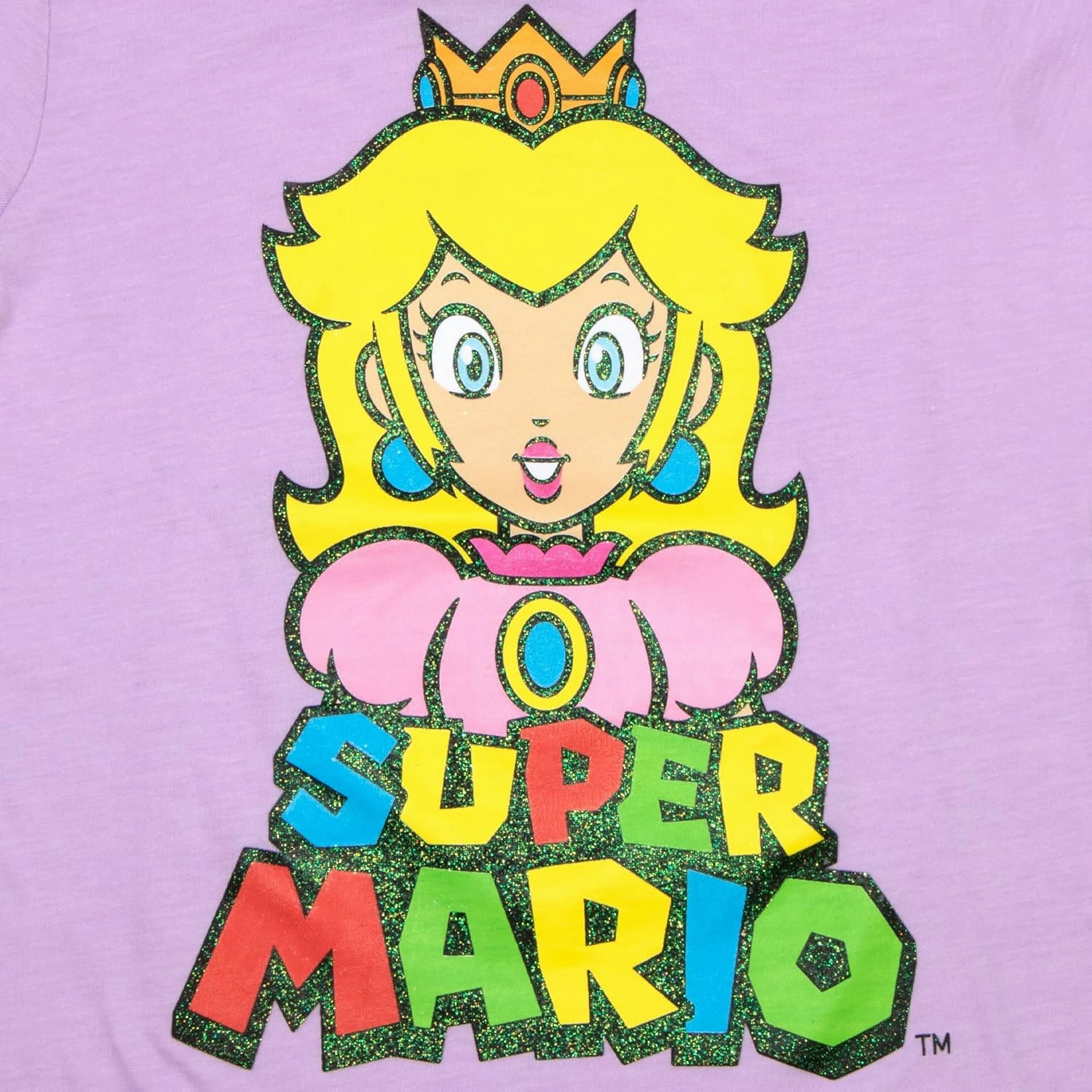 Nintendo Super Mario Princess Peach Girls 2-Piece Set, Casual Graphic Print Short Sleeve T-Shirt Outfit Bundle for Kids