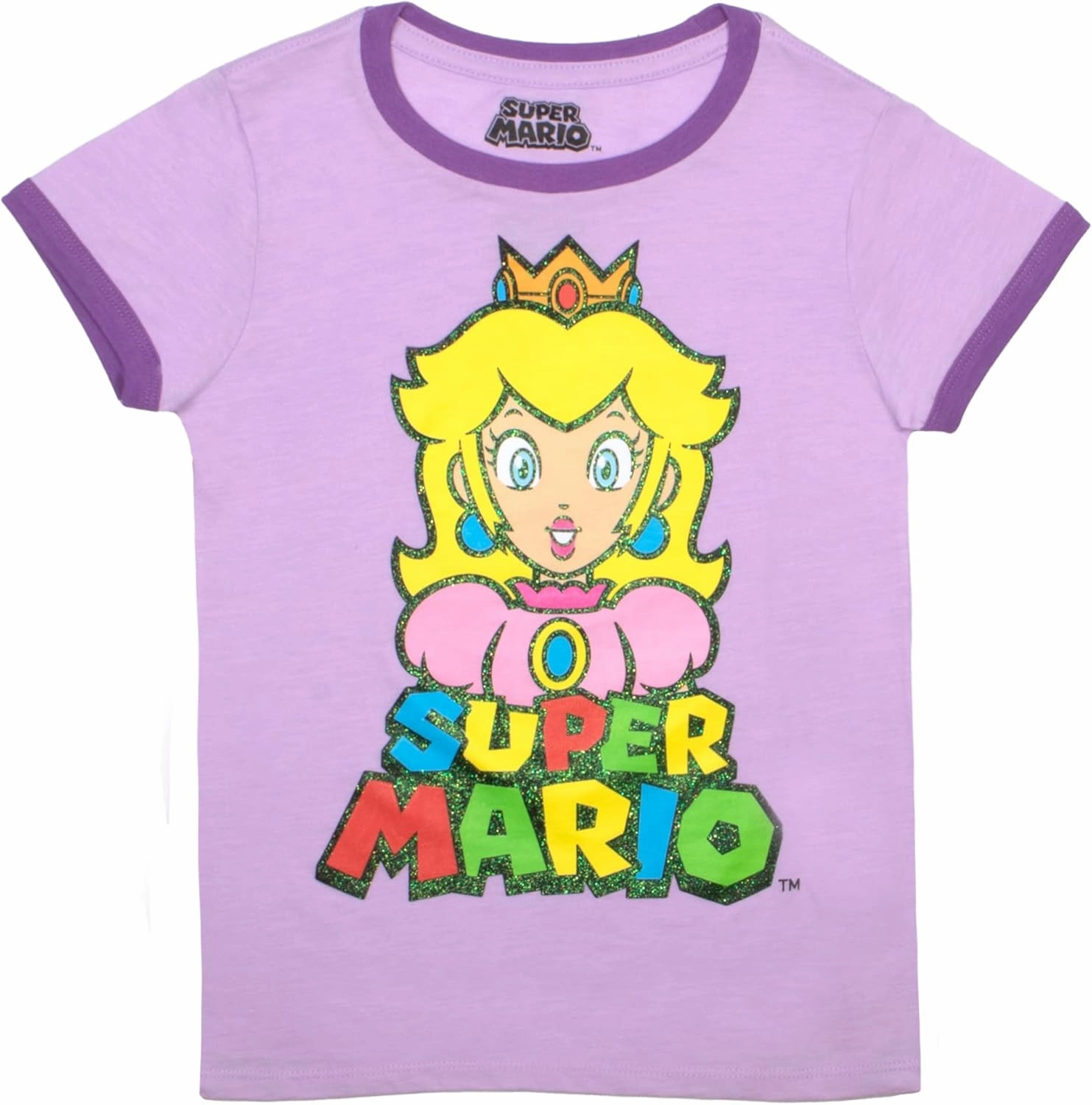 Nintendo Super Mario Princess Peach Girls 2-Piece Set, Casual Graphic Print Short Sleeve T-Shirt Outfit Bundle for Kids