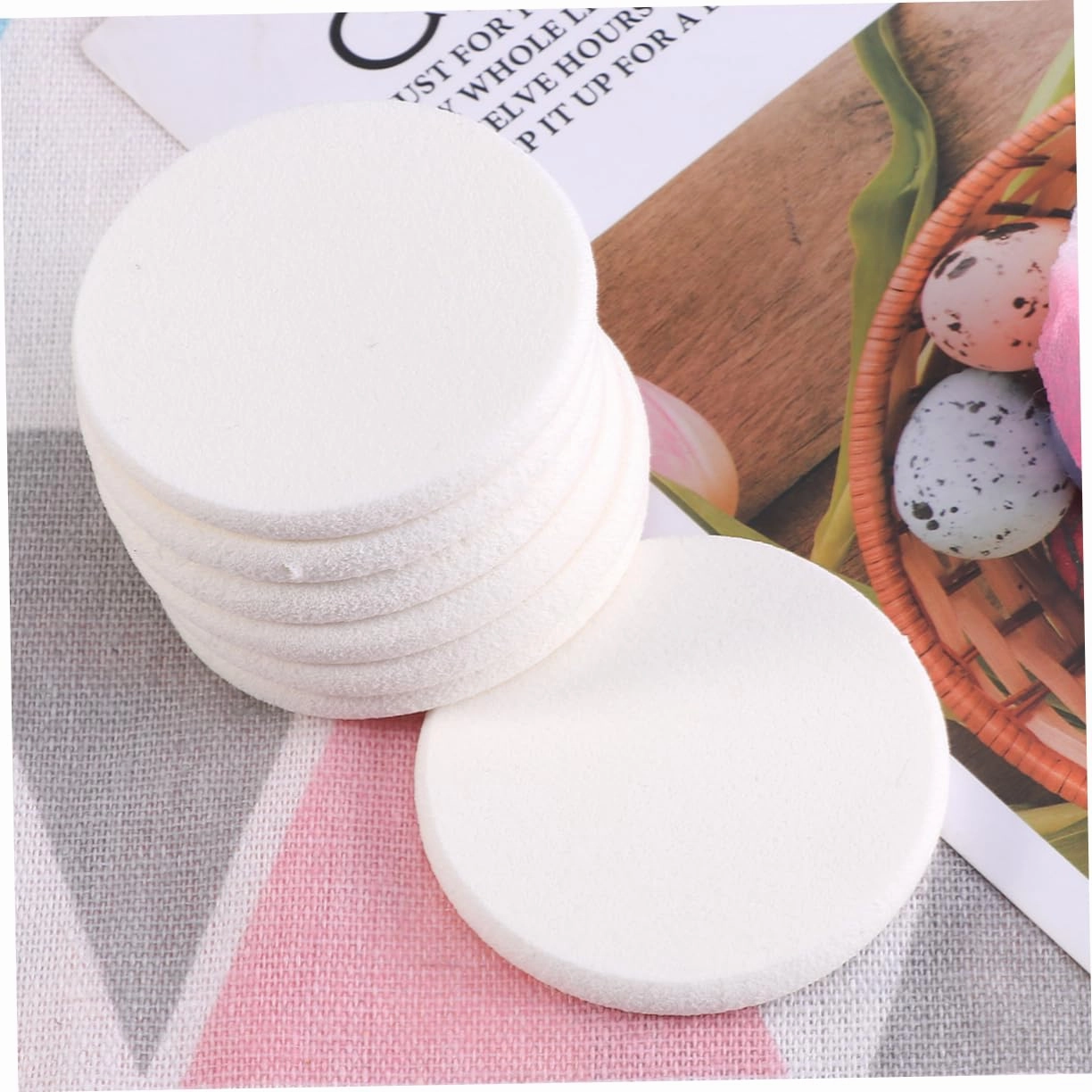 NOLITOY 72pcs Round Powder Puff for Makeup Blending Foundation Application Soft Cotton Cosmetic for Women Girls for Home Salon Travel