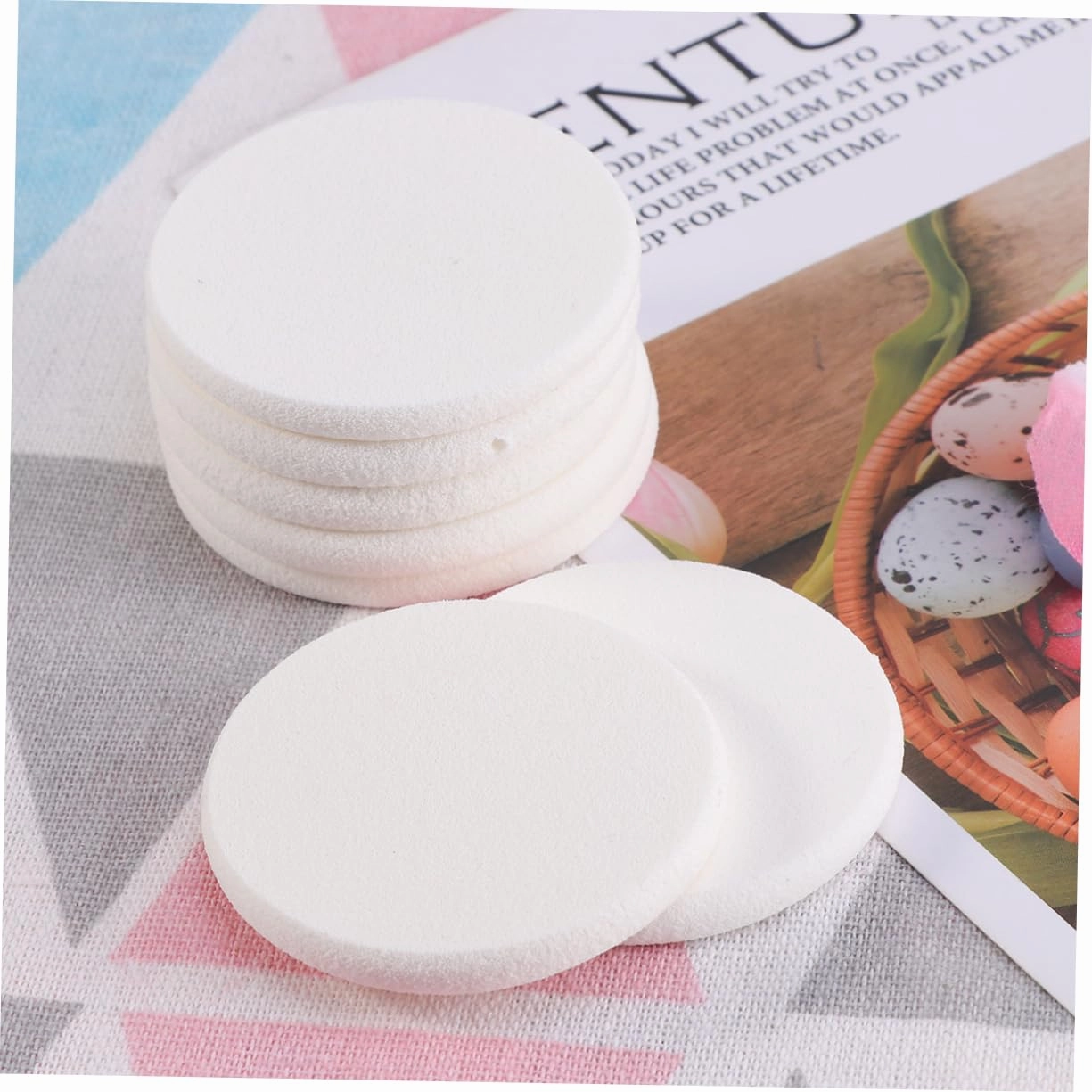 NOLITOY 72pcs Round Powder Puff for Makeup Blending Foundation Application Soft Cotton Cosmetic for Women Girls for Home Salon Travel