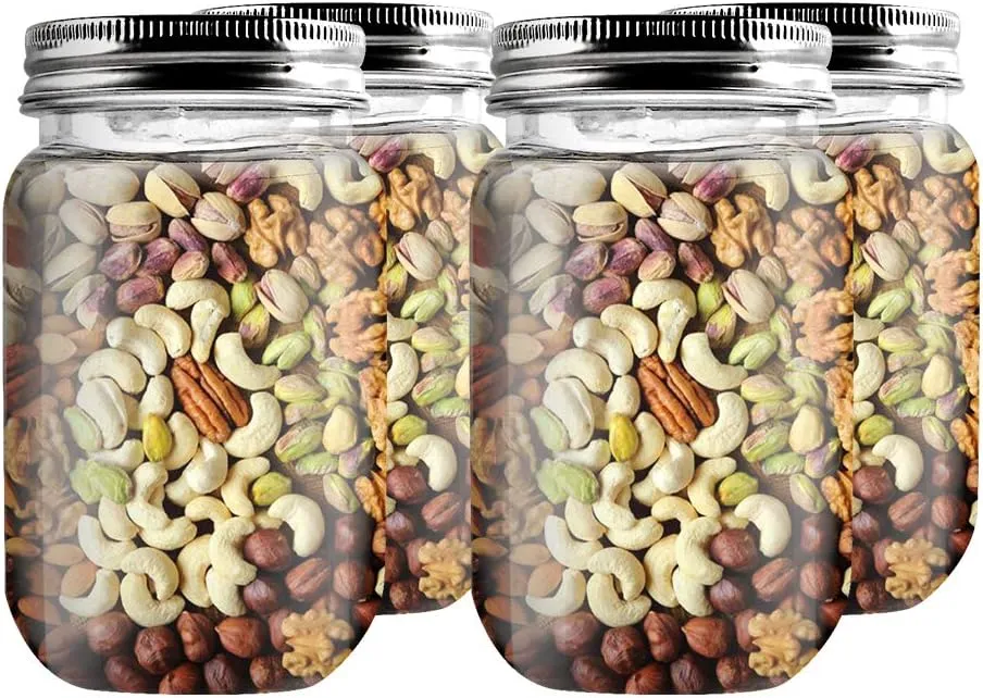 novelinks 16 Ounce Clear Plastic Jars Containers With Screw On Lids - Refillable Round Empty Plastic Slime Storage Containers for Kitchen & Household Storage - BPA Free (10 Pack)